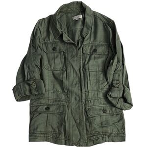LOFT Women's Green Utility Jacket Size Medium Petite